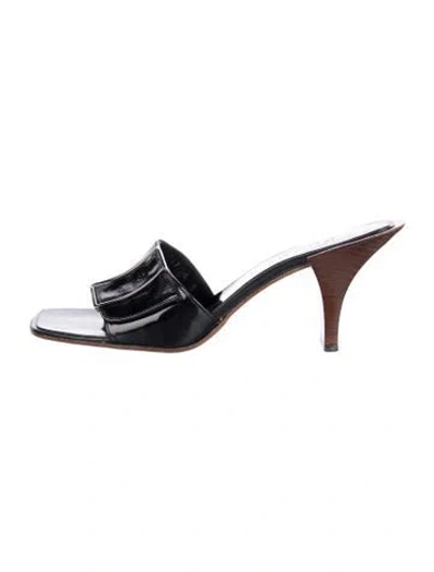 Pre-owned Gucci Horsebit Accent Patent Leather Mules In Black