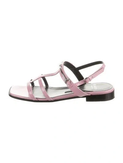 Pre-owned Gucci Horsebit Accent Patent Leather Sandals In Pink