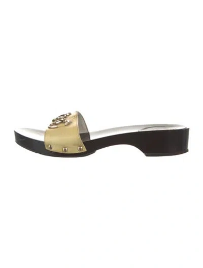 Pre-owned Gucci Horsebit Accent Patent Leather Slides In Black