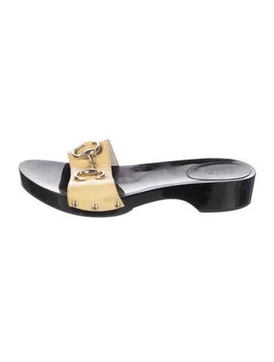 Pre-owned Gucci Horsebit Accent Patent Leather Slides In Blue