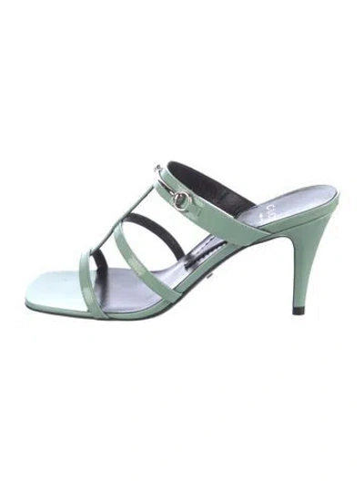 Pre-owned Gucci Horsebit Accent Patent Leather Slides W/ Tags In Green