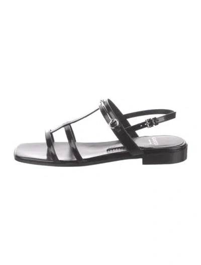 Pre-owned Gucci Horsebit Accent Patent Leather Slingback Sandals In Black