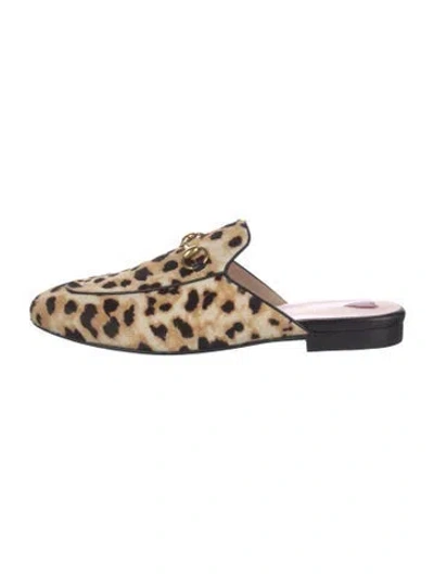 Pre-owned Gucci Horsebit Accent Ponyhair Mules In Neutral