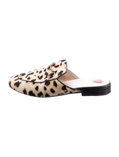 Pre-owned Gucci Horsebit Accent Ponyhair Mules In Neutral