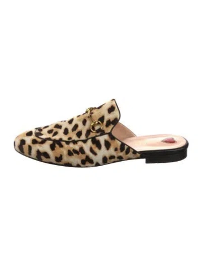 Pre-owned Gucci Horsebit Accent Ponyhair Mules In Neutral