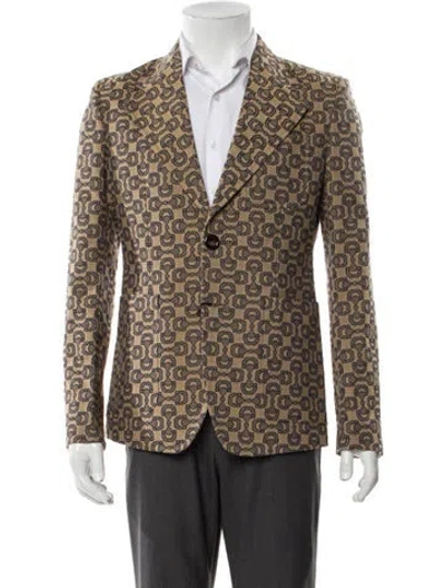 Pre-owned Gucci Horsebit Accent Printed Blazer In Neutral