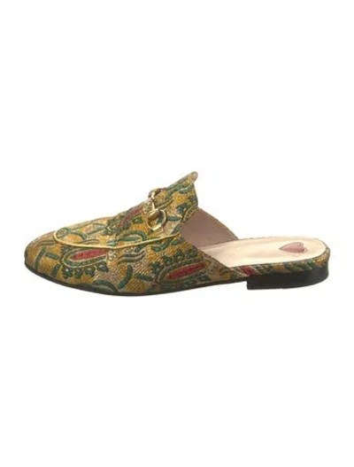 Pre-owned Gucci Horsebit Accent Printed Mules
