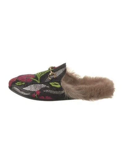 Pre-owned Gucci Horsebit Accent Printed Mules In Multi
