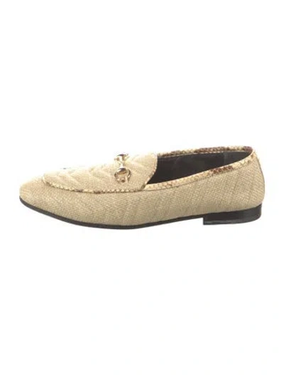 Pre-owned Gucci Horsebit Accent Raffia Loafers In Neutral