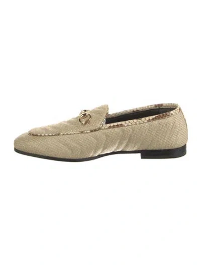 Pre-owned Gucci Horsebit Accent Raffia Loafers In Neutral