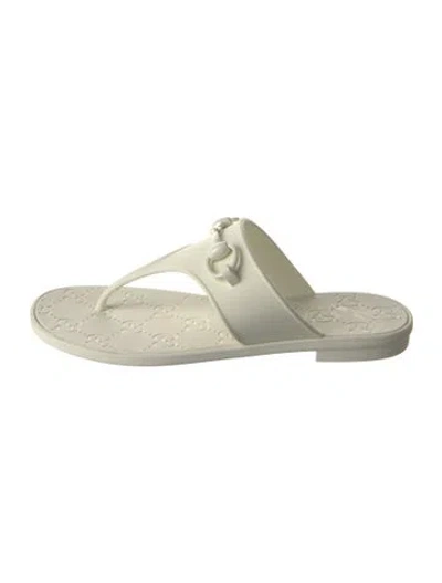 Pre-owned Gucci Horsebit Accent Rubber Flip Flops In Neutrals
