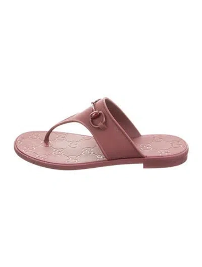 Pre-owned Gucci Horsebit Accent Rubber Flip Flops In Pink