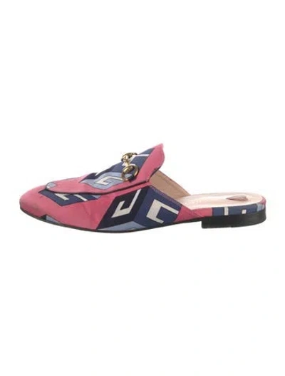 Pre-owned Gucci Horsebit Accent Satin Mules In Multi