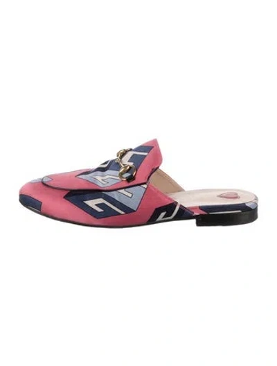 Pre-owned Gucci Horsebit Accent Satin Mules In Multi