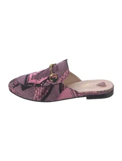 Pre-owned Gucci Horsebit Accent Satin Mules In Pink