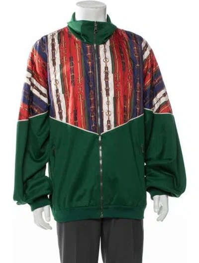 Pre-owned Gucci Horsebit Accent Silk Windbreaker In Multi