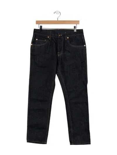 Pre-owned Gucci Horsebit Accent Straight-leg Jeans In Blue