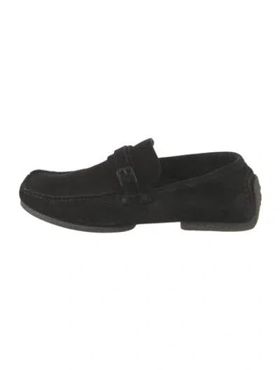 Pre-owned Gucci Horsebit Accent Suede Loafers In Black
