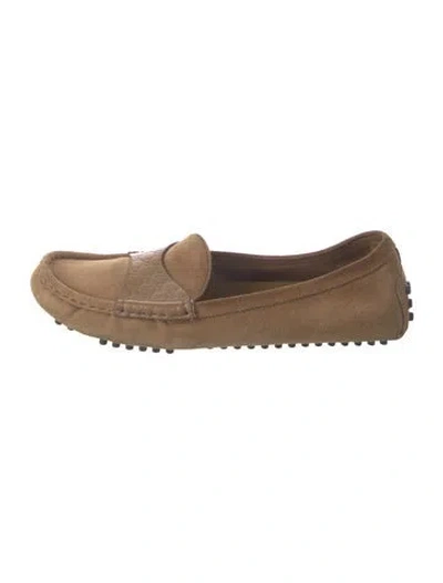 Pre-owned Gucci Horsebit Accent Suede Loafers In Brown