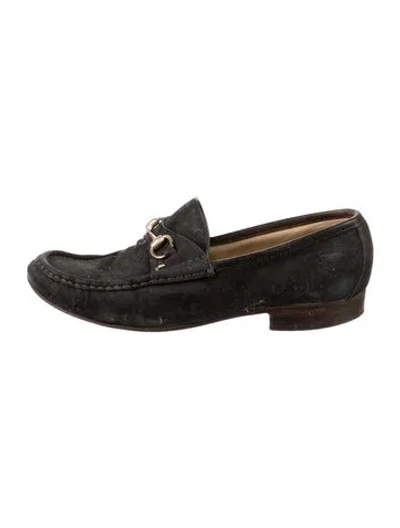Pre-owned Gucci Horsebit Accent Suede Loafers In Multi