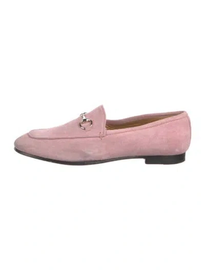 Pre-owned Gucci Horsebit Accent Suede Loafers In Pink