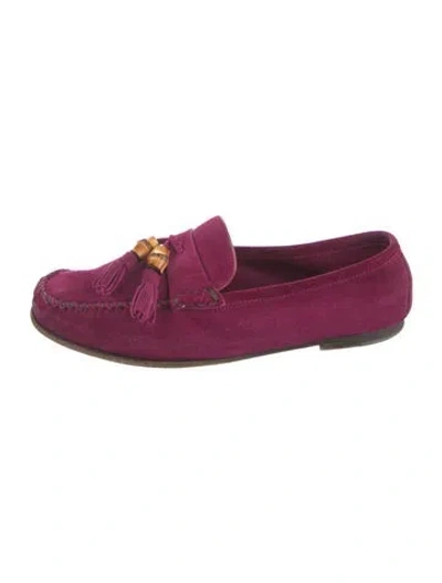 Pre-owned Gucci Horsebit Accent Suede Loafers In Purple