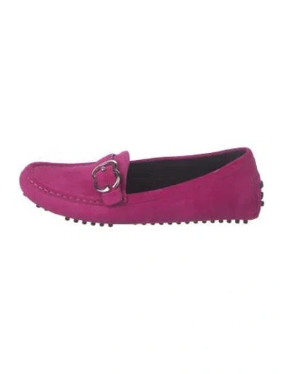Pre-owned Gucci Horsebit Accent Suede Loafers In Purple