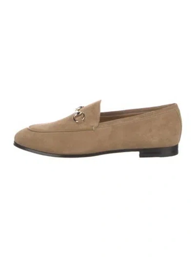 Pre-owned Gucci Horsebit Accent Suede Loafers W/ Tags In Brown