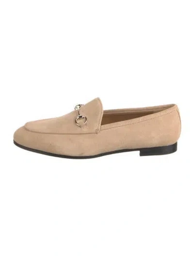 Pre-owned Gucci Horsebit Accent Suede Loafers W/ Tags In Neutrals