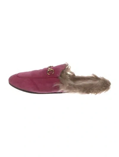 Pre-owned Gucci Horsebit Accent Suede Mules In Pink