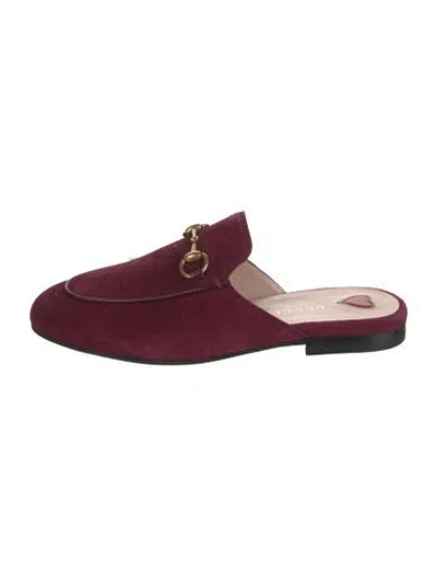 Pre-owned Gucci Horsebit Accent Suede Mules In Purple
