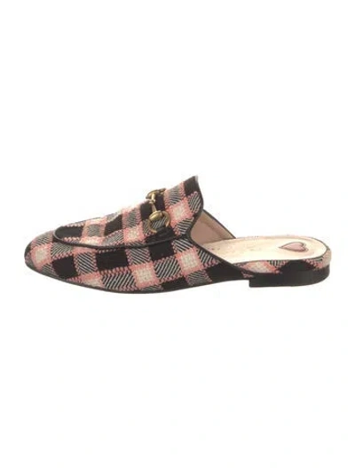 Pre-owned Gucci Horsebit Accent Tweed Mules In Multi