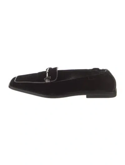 Pre-owned Gucci Horsebit Accent Velvet Loafers In Black