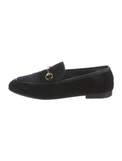 Pre-owned Gucci Horsebit Accent Velvet Loafers In Black