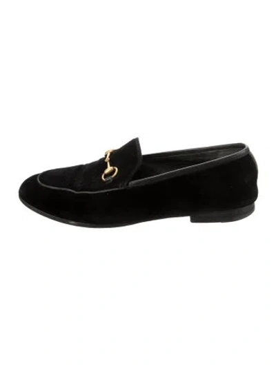 Pre-owned Gucci Horsebit Accent Velvet Loafers In Black