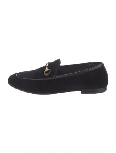 Pre-owned Gucci Horsebit Accent Velvet Loafers In Black