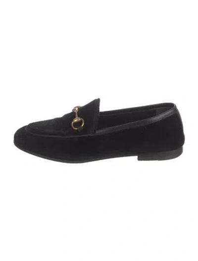 Pre-owned Gucci Horsebit Accent Velvet Loafers In Black