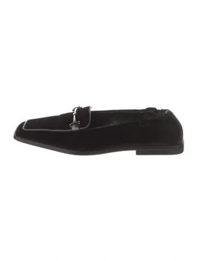 Pre-owned Gucci Horsebit Accent Velvet Loafers In Black