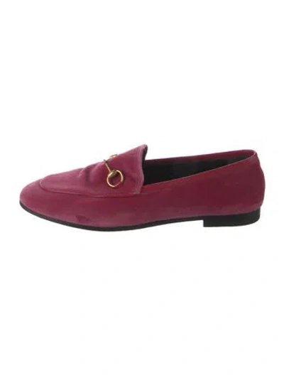Pre-owned Gucci Horsebit Accent Velvet Loafers In Pink