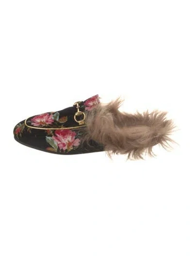 Pre-owned Gucci Horsebit Accent Velvet Mules In Multi