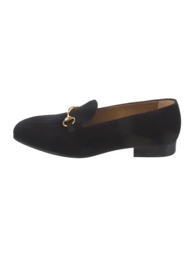 Pre-owned Gucci Horsebit Accent Velvet Slippers W/ Tags In Black