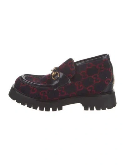 Pre-owned Gucci Horsebit Accent Wool Boots In Blue