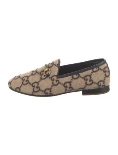 Pre-owned Gucci Horsebit Accent Wool Loafers In Brown