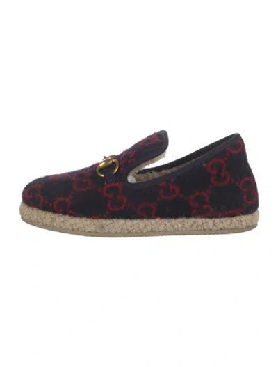 Pre-owned Gucci Horsebit Accent Wool Slippers In Blue