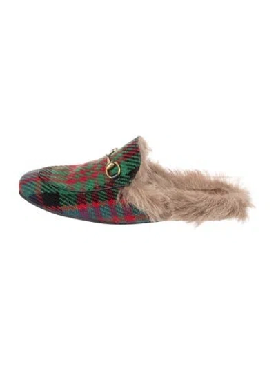 Pre-owned Gucci Horsebit Accent Wool Slippers In Green