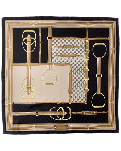 Gucci Horsebit & Gg Print Silk Scarf
