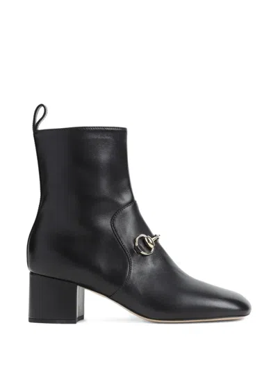 Gucci Lady 50 Horsebit Ankle Boots In Black