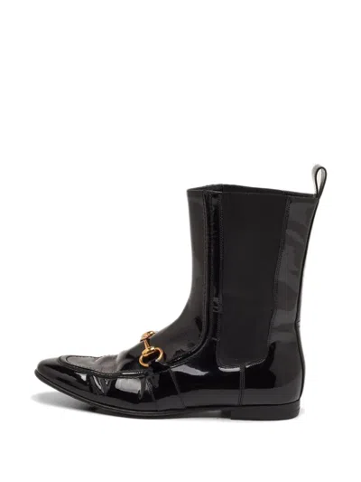 Pre-owned Gucci Horsebit Ankle Boots In Black