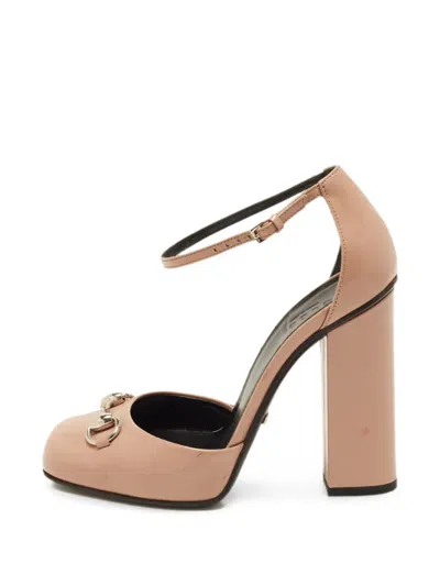 Pre-owned Gucci Horsebit Ankle-strap Pumps In Neutrals