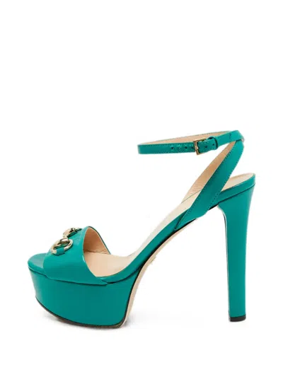 Pre-owned Gucci Horsebit Ankle-strap Sandals In Green